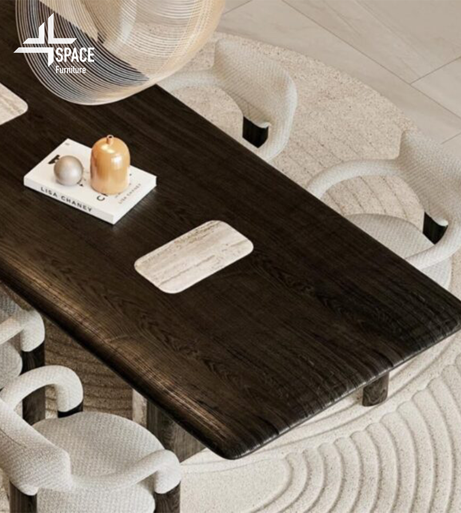 طاولة طعام بتصميم رخامي أو خشبي