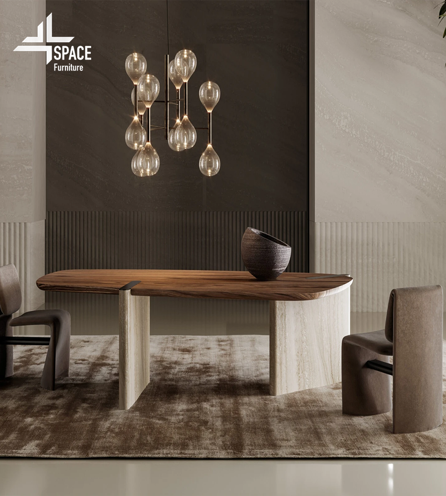 طاولة طعام بتصميم خشبي