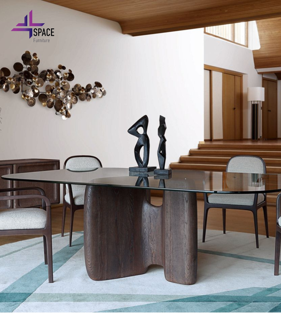 طاولة طعام بتصميم خشبي